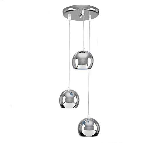 Retro Eyeball 3 Way Droplet Ceiling Pendant Light Fitting in a Silver Chrome Finish