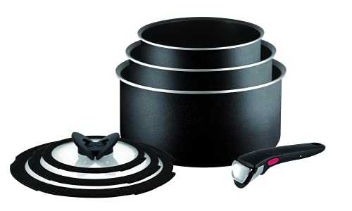 Tefal Ingenio Essential Non-stick Saucepan Set, 7 Pieces - Black