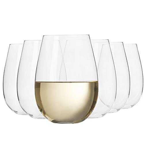 Krosno Stemless Large White Wine Glasses | Set of 6 | 500 ML | Harmony Collection | Perfect for Home, Restaurants and Parties | Dishwasher Safe
