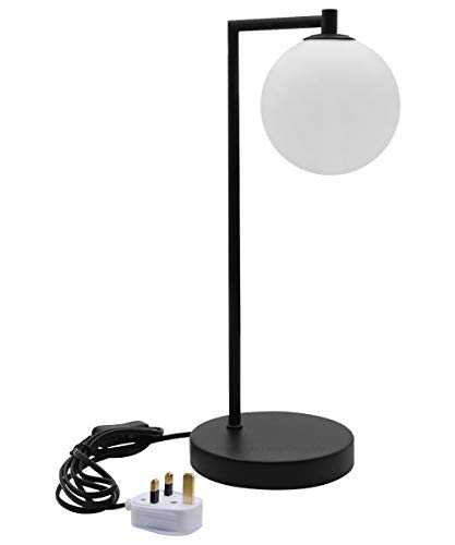 Modern Retro Opaque Globe Table Lamp Black Desk Lamp and Bedside Light M0221-F
