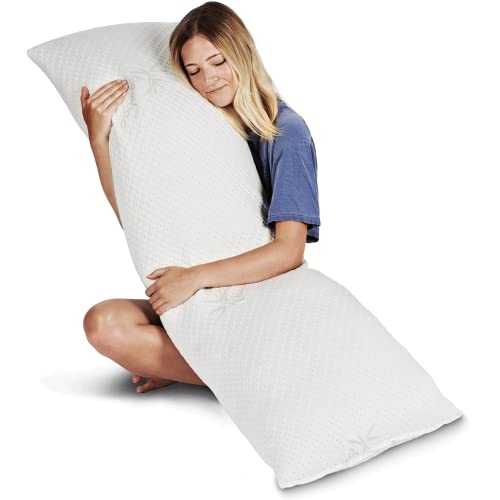 Snuggle-Pedic Ultra-Luxury Bamboo Shredded Memory Foam Full Size Body Pillow with Kool-Flow Breathable Cooling Hypoallergenic Pillow Outer Fabric - Fits 20 x 54 inch Body Pillow Cases & Covers