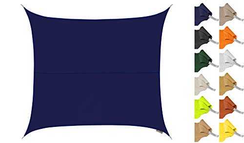 Kookaburra 2m Square Water Resistant Garden Patio Sun Shade Sail Canopy 96.5% UV Block with Free Rope (Blue)