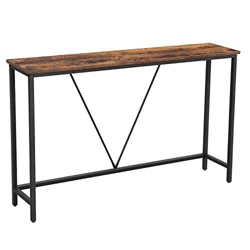 VASAGLE Console Table with Stable Steel Frame for Living Room Bedroom Entrance Industrial Style Vintage Brown and Black, Engineered Wood Alloy, 120 x 23 x 74 cm (L x W x H)