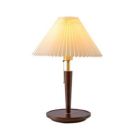 Bedside Table Lamp Wooden Bedside Table Lamps with Cloth Shade and Brass Lamp Head, Pull Switch Table Lamps Modern Nightlight for Bedroom Living Room, 20.8"H Nightstand Lamp ( Size : Walnut )