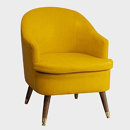 Modern leather armchair, comfortable single sofa chair, with high-back club armchair, can read in the living room in the bedroom-yellow
