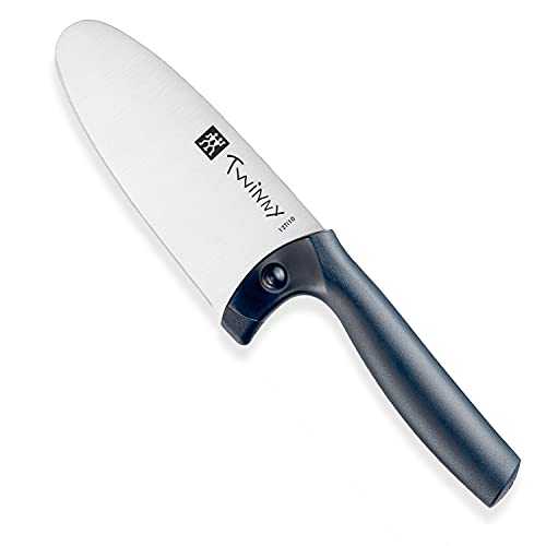 Twinny Stainless Steel Children's Chef's Knife, 10cm, Rounded Blade, Child-Friendly Design, Plastic Handle, Blue