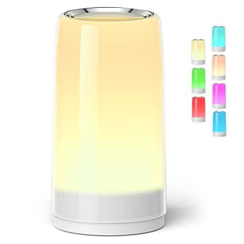 Beside Table Lamp, Desk Lamp with Touch Sensitive Multicolor Changing RGB LED, Touch Lamp with Dimmable Warm White Lights for Bedrooms and Living Rooms for Family