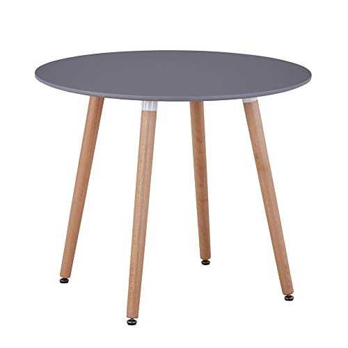 GOLDFAN Wood Dining Table Modern Round Kitchen Table with Natural Beech wood Legs,90cm Grey(Table Only)