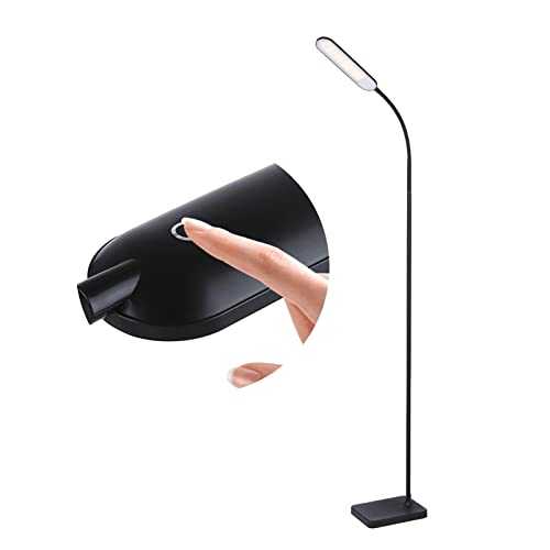 Touch Led Floor Lamp Dimmable Reading Lamp Floor Standing with Flexible Gooseneck 3 Color Temperatures 12w Daylight Floor Lamps for Living Room Black