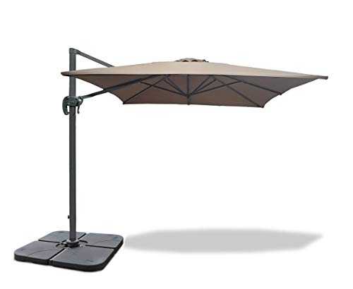 JATI Umbra Square 3m Tilting Cantilever Parasol with Cover (Taupe) - 360° Rotation