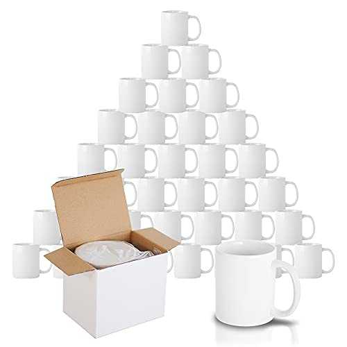 Signzworld Sublimation Mugs 11oz Blank Plain White Small Handle Coffee Mug with Gift Boxes (Pack of 144)