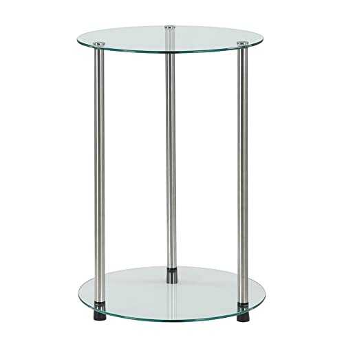 Convenience Concepts Designs2Go Classic Glass 2 Tier Round End Table, Glass, 15.75 in x 15.75 in x 24.41 in
