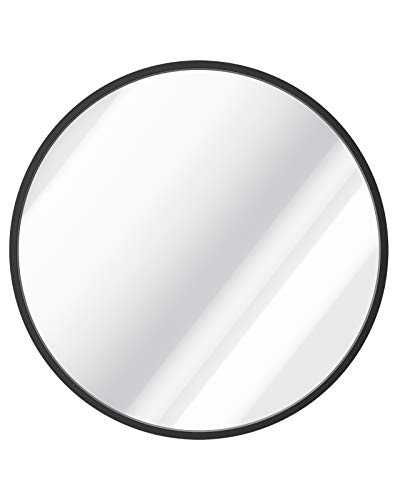 QNINE 60 x 60cm Round Mirror for Walls, Matte Black Metal Frame, Large Circle Mirror for Bathroom, Bedroom, Living Room, Entryway, Modern Style