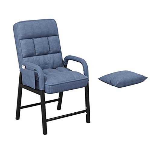 JIAX Armchairs for Small Spaces Adjustable Accent Chair Upholstered Steel Frame Fabric Armchair with Side Pockets High Backrests Comfy Single Leisure Chair for Living Room Office (Color : Blue)