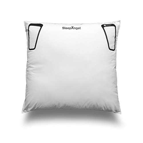 SleepAngel Microfibre Pillow with a Filter - 100% Anti-Allergic, Dust-Free, Waterproof - with Pillow case and Travel bag - Classic soft Pillow, Side, back, stomach Sleepers - White/Black 80x80cm 1400g