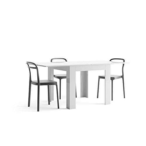 Mobili Fiver, White gloss square extending dining table, Eldorado, Made In Italy