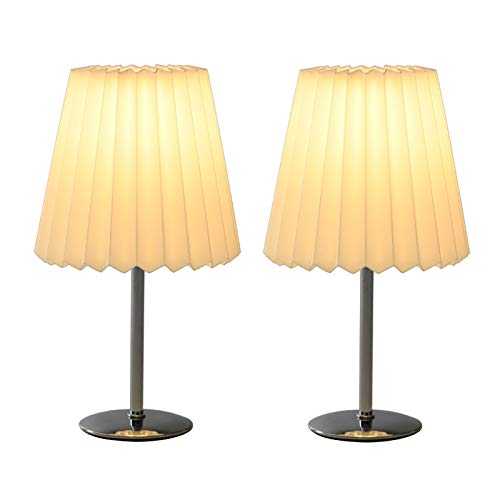 Bedside Lamp Bedside Table Lamps Small Nightstand Lamps Set of 2 with Polyethylene Shade Bedside Desk Lamps for Bedroom, Living Room, Office, Kids Room, Girls Room,12.6 Inches - White Dimmable