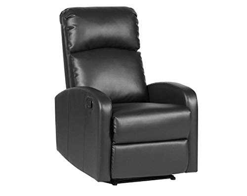 EVRE Recliner Arm Chair with Adjustable Leg Rest and Reclining Functions - PU Leather (Black)