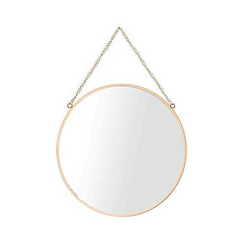 Hanging Mirror, 30 x 30cm Round Bathroom Makeup Mirror Brass Frame with Hanging Chain [Medium Size]