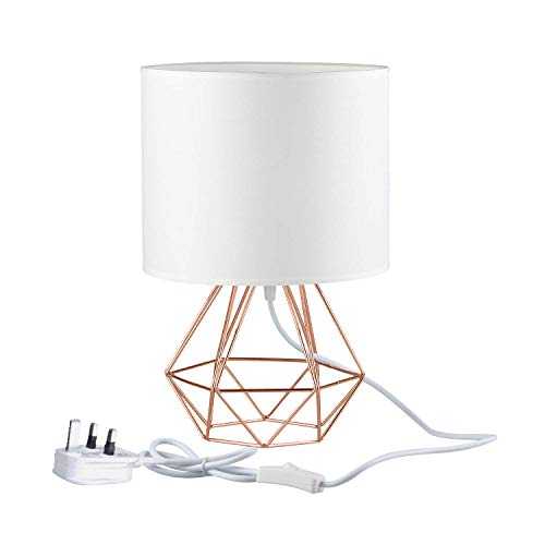 Modern Desk Lamp 21cm Vintage Industrial Mini Bedside Table Lamp Diamond Cage Shade Lighting for Living Room Bedroom Coffee Office E27 Bulb