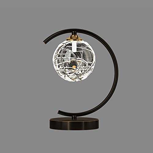 NAMFHZW Modern Glass LED Table Lamp With Bulb Personality Brass Brushed Bedside Desk Lamp Living Room Vanity Deco Lighting Fixture Home Bookcase Table Reading Lights H11.03in