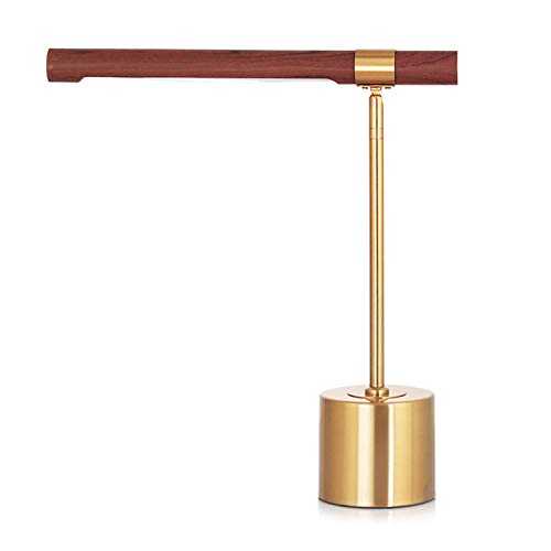 MOCHENG Classic Antique Brass Table Lamps Adjustable Finished Walnut Wood Gold