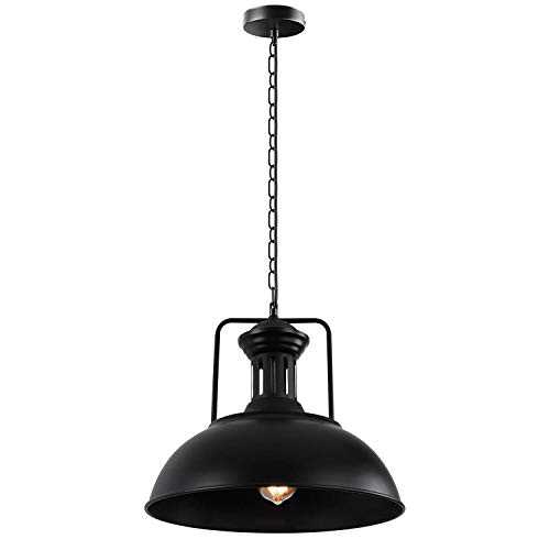 Vintage Retro Style Industrial Black Ceiling Pendant Lamp Cluster Light Fitting 41cm Metal Lampshade with Chain, UK E27