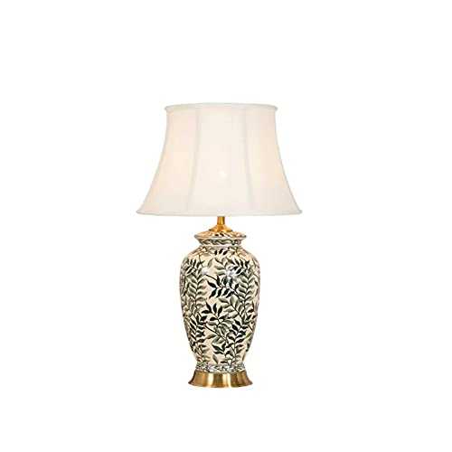 XYJHQEYJ Table Lamps for Living Room Modern, Brass Base Table Lamps, Bedroom Bedside Ceramic Desk Lamps, Fabric Shades Decorative Lighting