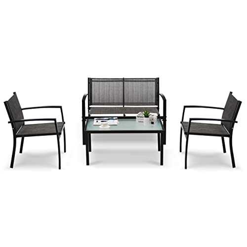 IntimaTe WM Heart Outdoor Textoline Furniture Conservatory Sets with Table and Chairs, Fitting for Garden, Balcony and Coffee House (VENICE - Set of 4)
