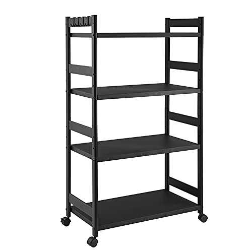 QINJIE 4 Tier Storage Rack Shelving Unit Storage Shelves, Adjustable Shelving Units with Wheels, for Kitchen Garage Closet Pantry Laundry Bathroom,27.9in