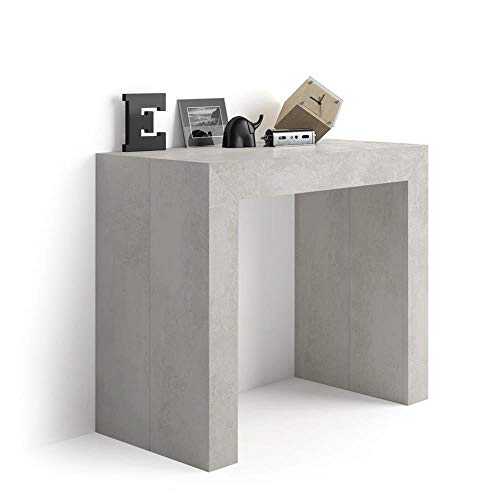 Mobili Fiver, Angelica Extendable Console Table, Concrete Effect, Grey, Made In Italy