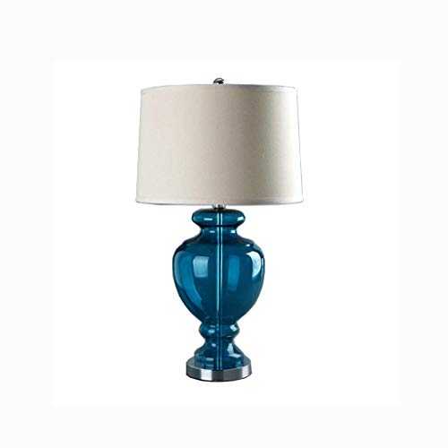 WZHZJ Blue Gourd Vase Glass Table Lamp for Living Room Bedroom Bedside Lamp Plug Art Deco