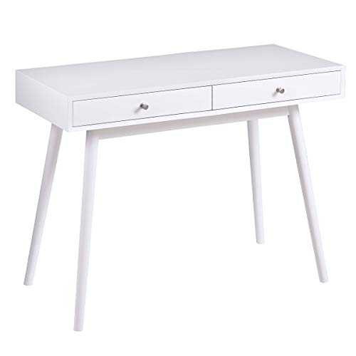 Charles Bentley Oslo 2 Drawer Wood Nordic Scandi Hallway Console Dressing Table White 76x100x48cm