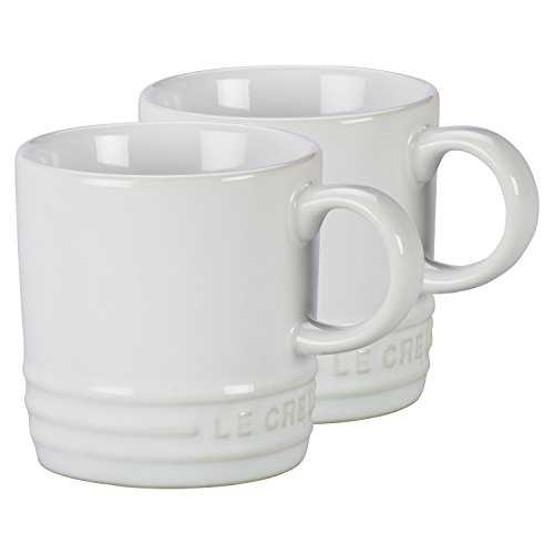 Le Creuset White Stoneware Petite 3.5 Ounce Espresso Mug, Set of 2