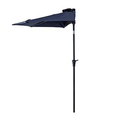 FLAME&SHADE 2.75m Half Outdoor Garden Parasol Market Umbrella with Tilt - Navy Blue