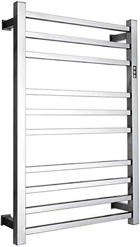 OUWTE Heated Towel Warmer, Heated Towel Rail Drying Rack Anthracite Thermostatic Wall-Mounted Bathroom Radiator with Timing, 304 Stainless Steel,Silver~B-780mm*550mm