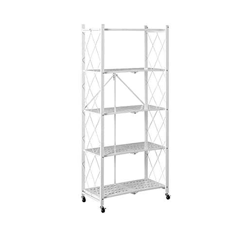 Shelving Unit,Multifunctional Waterproof with Metal Bracket Foldable Shelf, Suitable for Kitchen Bathroom/White / 70x34x163cm
