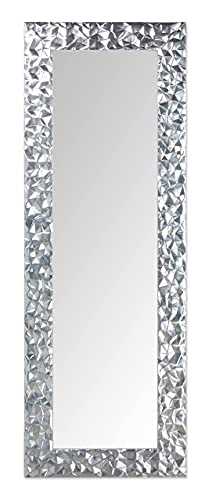 MO.WA Silver Mirror Wall or Stand cm. 52 x 147 Long Wooden Frame Rectangular Silver leaf. Made in Italy.