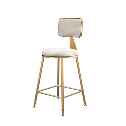 Portable Iron Art Bar Stool, Gold Coffee Shop Bar Stool Household Backrest Dressing Room Balcony Front Desk High Chair High chair (Color : White)