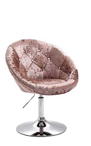 EVRE Round Height Adjustable Lounge Office Bar Swivel Chair With Backrest (Rose Gold, Velvet)