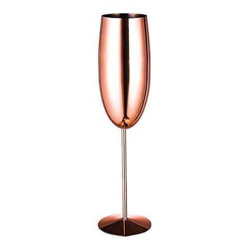 KJGHJ Stainless Steel Champagne Cup Creative Retro Cocktail Cup Goblet Metal Tulip Wine Cups Kitchen Bar Party Supplies, Champagne Flutes (Capacity : 201 300ml, Color : Rose gold)