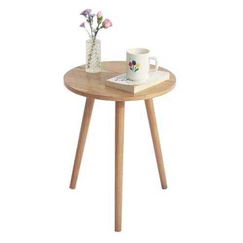 AWASEN Side Table Round, Small Accent Table Nightstand Modern End Table for Living Room Bedroom Office Small Spaces, 16''D x 19.5''H(Natural Walnut)