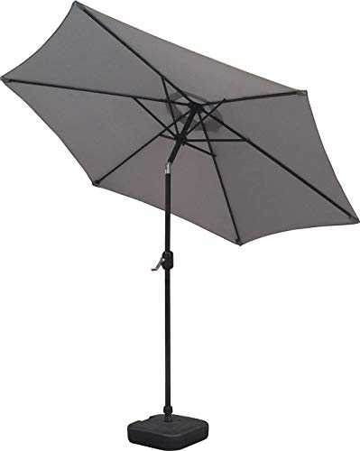 Schallen 2.7m UV50 Leaning Sun Umbrella Parasol with Winding Crank & Tilt Function for Outdoor, Garden and Patio (Grey)