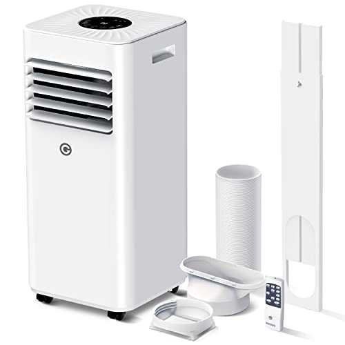 Portable Air Conditioner 9000 BTU 3-in-1 Air Conditioner, Dehumidifier, Cooling Fan with 2 Fan Speeds, Digital Display & Remote Control, and 24 Hour Timer for Rooms Up to 215ft