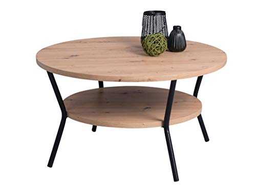 HomeTrends4You Aurora Coffee Table Wood Material Artisan Oak Diameter 80 cm Height 45 cm