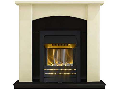 Adam Holden Fireplace Suite in Cream with Helios Electric Fire in Black, 39 Inch