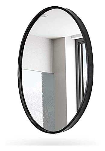 Oval Wall Mirrors 50X70CM Premium Quality Metal Frame Large Bathroom Mirror HD Makeup Mirror for Vanity Bedroom Living Room Shaving Bathroom Wall Mirror (Color : Black)