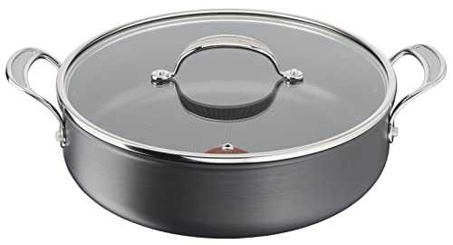 Tefal Jamie Oliver Cook's Classics All in One Pan, Non-Stick, Oven-Safe, Induction, Glass Lid, Riveted Handle, Hard Anodised Aluminium, Black, 30 cm Shallow Pan + Lid
