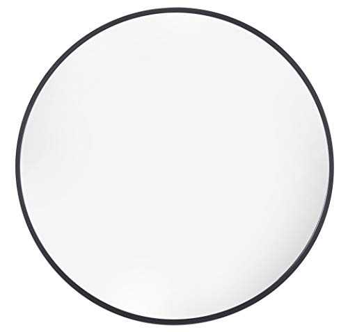 Home Selections Large Black Circular Metal Framed Mirror - 66cm Round…