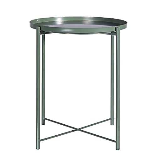 Side End Table Simple Retro Iron Round Table Dinner Plate Table Living Room Cafe Lounge Sofa Side Table Coffee Table Coffee Table Couch Table (Color : Deep Green)